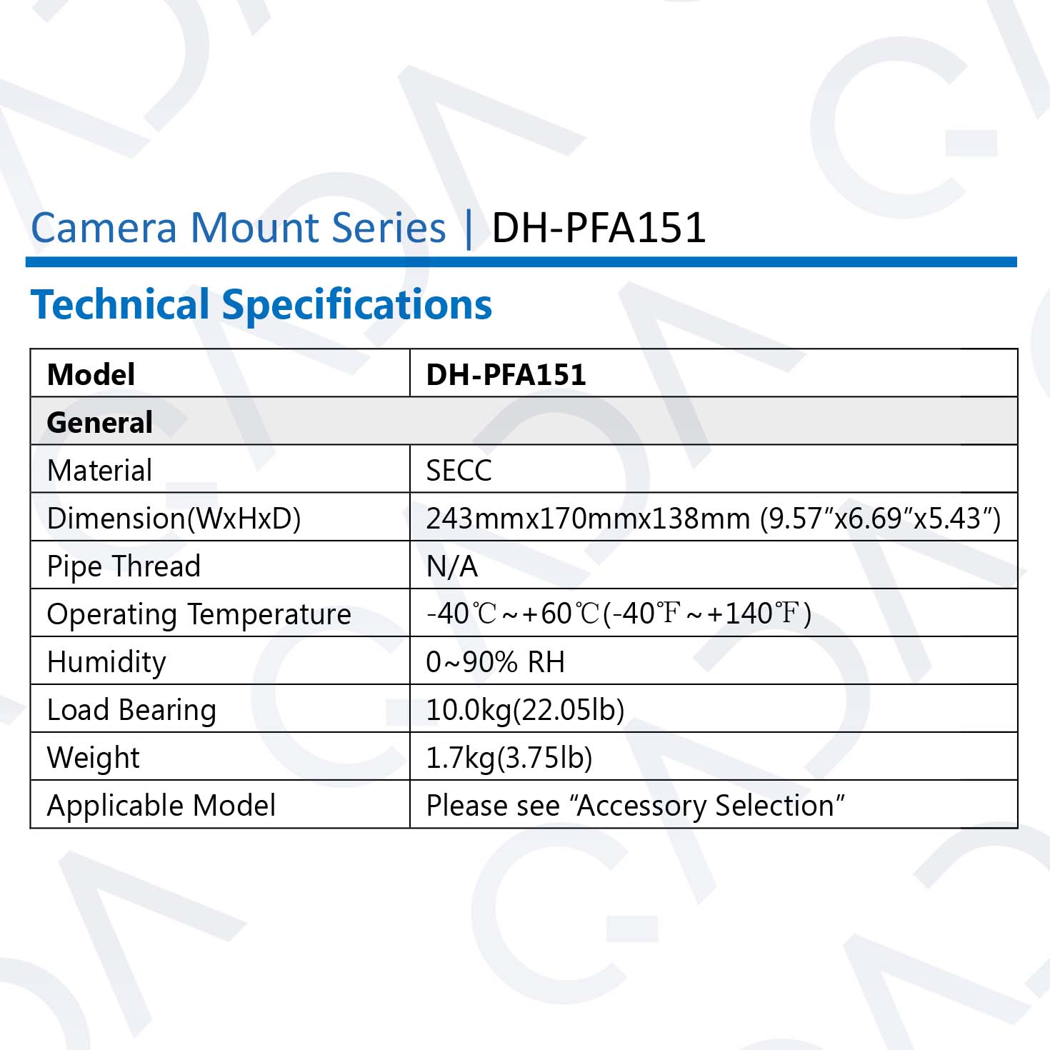 DH-PFA151 Corner Mount Bracket PFA151 Corner Mounting Bracket for Dahua